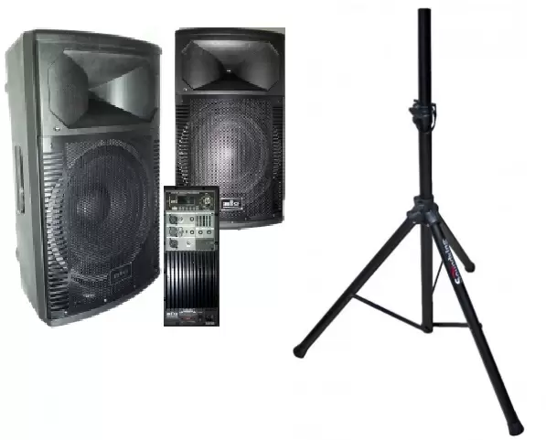 Активная акустическая система BIG BIT15A-MP3-BLT-EQ-BIAMP и стойка SOUNDKING SKSB400B