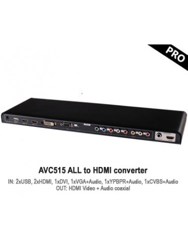 HD мультимедіа HDMI конвертер AVCom AVC515 з 2xUSB, 2xHDMI, 1xDVI, 1xVGA+Audio, 1xYPBPR+Audio, 1xCVBS+Audio в HDMI Video + Audio