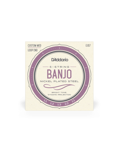 Купити Струни для гітари D'ADDARIO EJ57 BANJO NICKEL PLATED STEEL CUSTOM MEDIUM (11-22)