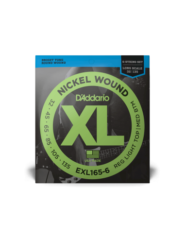 Купить Струны для гитары D'ADDARIO EXL165-6 XL NICKEL WOUND BASS REG LIGHT TOP / MED BOTTOM 6-STRING (32-135) 