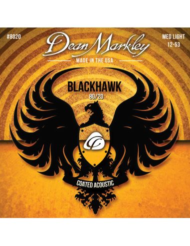 Купити Струни для гітари DEAN MARKLEY 8020 BLACKHAWK ACOUSTIC 80/20 BRONZE ML (12-53)