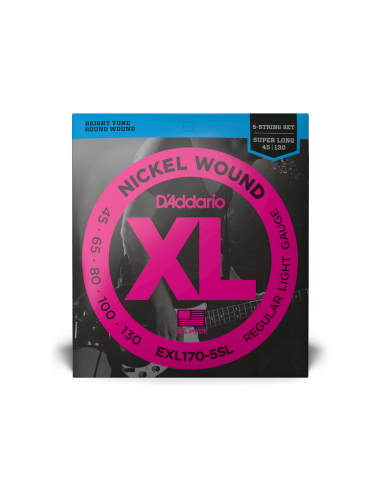 Купить Струны для гитары D'ADDARIO EXL170-5SL XL NICKEL WOUND BASS REGULAR LIGHT 5-STRING (45-130) 