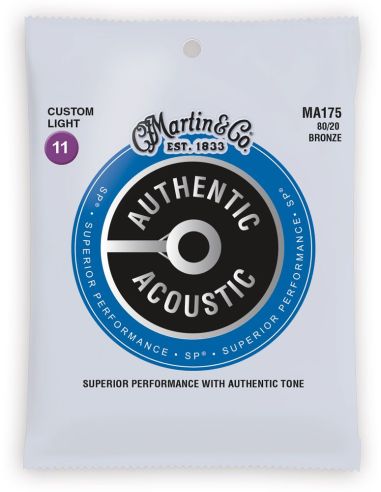 Купить Струны для гитары MARTIN MA175 Authentic Acoustic SP 80/20 Bronze Custom Light (11-52) 