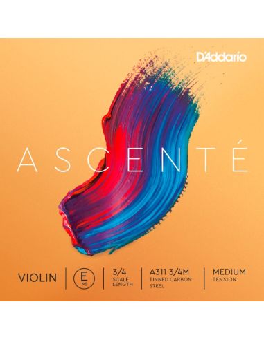 Купить Струны для смычковых D'ADDARIO ASCENTÉ VIOLIN SINGLE E STRING 3/4 Scale Medium Tension 