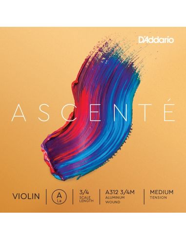 Купить Струны для смычковых D'ADDARIO ASCENTÉ VIOLIN SINGLE A STRING 3/4 Scale Medium Tension 