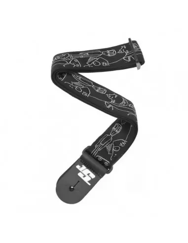 Гітарний ремінь PLANET WAVES PW50JS05 Joe Satriani Guitar Strap Silver Sketches