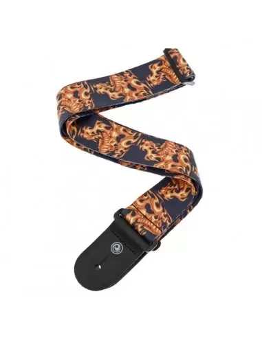 Гитарный ремень PLANET WAVES PW50LT01 Lethal Threat Guitar Strap, Flaming Skulls