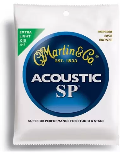 Струны для гитар MARTIN MSP3000 SP Acoustic 80/20 Bronze Extra Light (10-47)