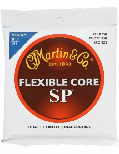 Струны для гитар MARTIN MFX750 SP Flexible Core 92/8 Phosphor Bronze Medium (13-56)