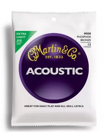 Струны для гитар MARTIN M500 Traditional Acoustic 92/8 Phosphor Bronze Extra Light 12-String (10-47)