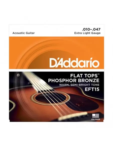 Струны для гитар D`ADDARIO EFT15 FLAT TOPS EXTRA LIGHT 10-47