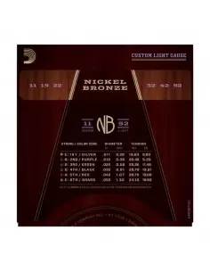 Струни для гітар D'ADDARIO NB1152 NICKEL BRONZE CUSTOM LIGHT 11-52 2
