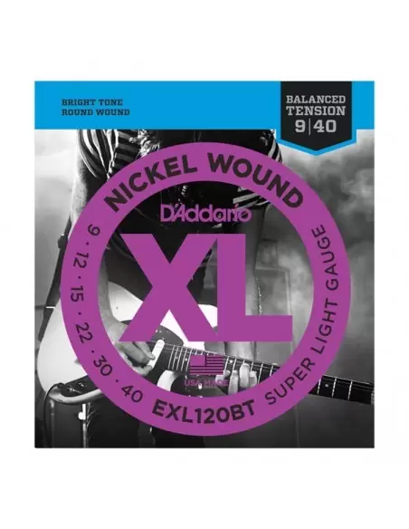 Струни для гітар D'ADDARIO EXL120BT XL NICKEL BALANCED TENSION, SUPER LIGHT(09-40)