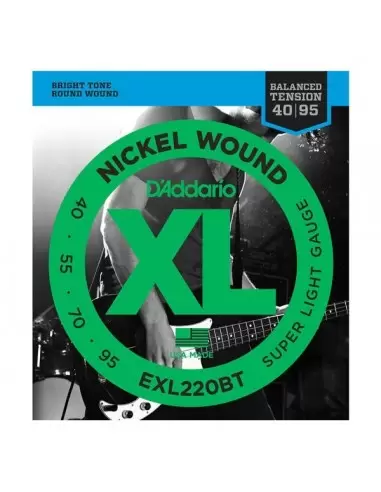 Струни для гітар D'ADDARIO EXL220BT XL BALANCED TENSION BASS SUPER LIGHT40 - 95