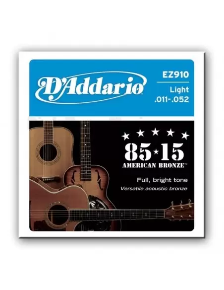 Струны для гитар D`ADDARIO EZ910 BRONZE LIGHT 11-52