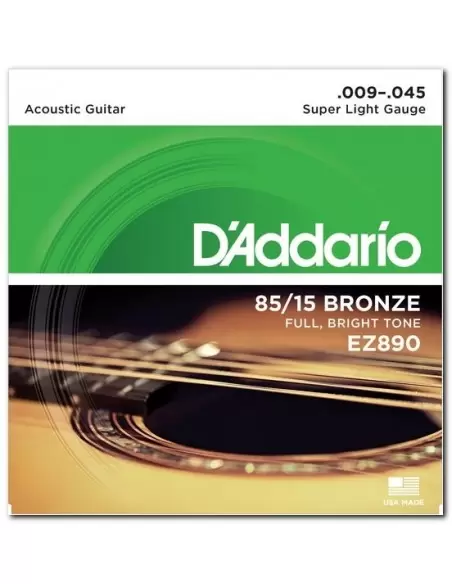 Струны для гитар D`ADDARIO EZ890 BRONZE SUPER LIGHT 9-45