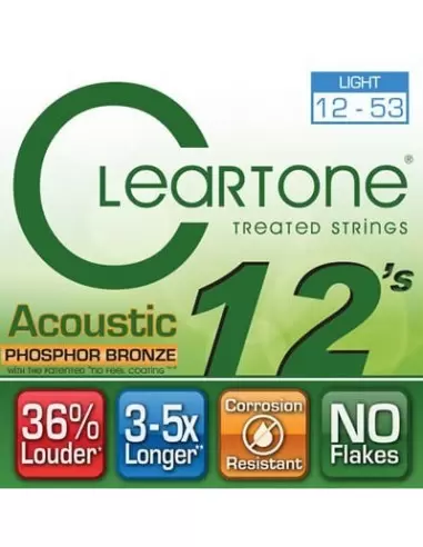 Струни для гітар CLEARTONE 7412 ACOUSTIC PHOSPHOR BRONZE LIGHT 12-53