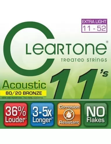 Струни для гітар CLEARTONE 7611 ACOUSTIC 80/20 BRONZE ULTRA LIGHT 11-52