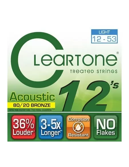 Струны для гитар CLEARTONE 7612 ACOUSTIC 80/20 BRONZE LIGHT 12-53