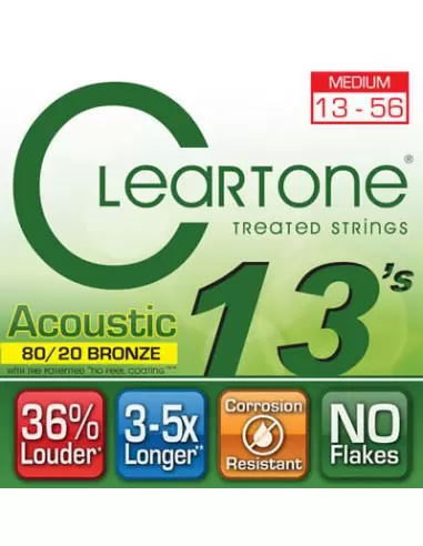 Струны для гитар CLEARTONE 7613 ACOUSTIC 80/20 BRONZE MEDIUM 13-56