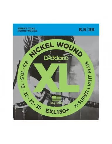 Струни для гітар D'ADDARIO EXL130+ XL EXTRA SUPER LIGHT PLUS(08.5-39)