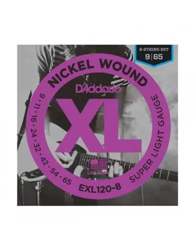 Струни для гітар D'ADDARIO EXL120 - 8 XL 8 - STRING SUPER LIGHT(09-65)