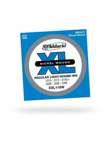 Струни для гітар D'ADDARIO EXL110W REGULAR LIGHT WOUND 3RD(10-46)