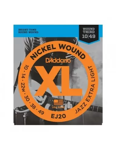 Струны для гитар D`ADDARIO EJ20 XL JAZZ EXTRA LIGHT 10-49