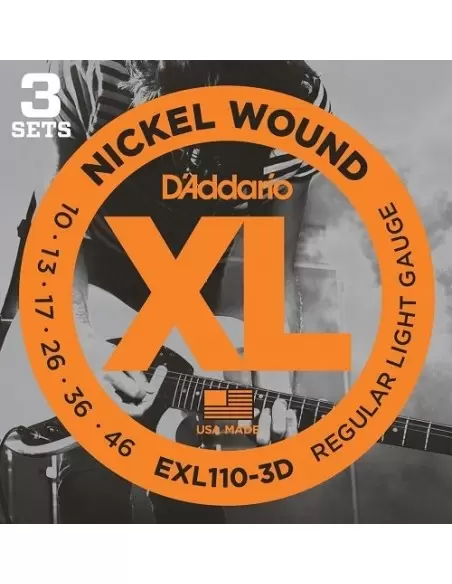 Струни для гітар D'ADDARIO EXL110 - 3D XL REGULAR LIGHT(3 SET)
