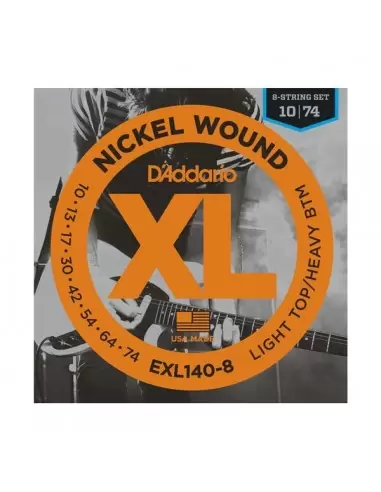 Струни для гітар D'ADDARIO EXL140 - 8 LIGHT TOP / HEAVY BOTTOM 8 STRING(10-74)