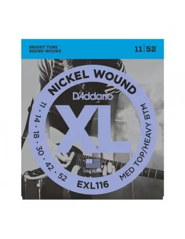 Струни для гітар D'ADDARIO EXL116 XL MEDIUM TOP / HEAVY BOTTOM(11-52)