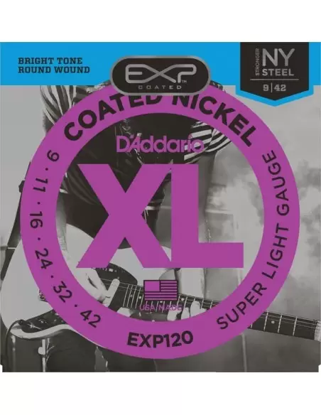 Струни для гітар D'ADDARIO EXP120 EXP COATED SUPER LIGHT(09-42)