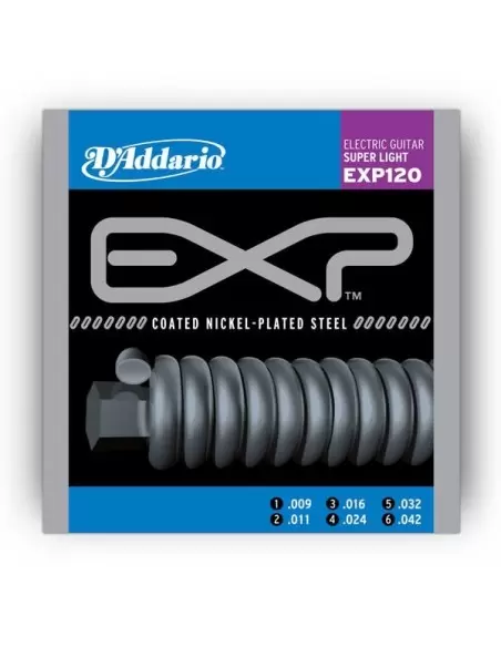 Струни для гітар D'ADDARIO EXP120 EXP COATED SUPER LIGHT(09-42)