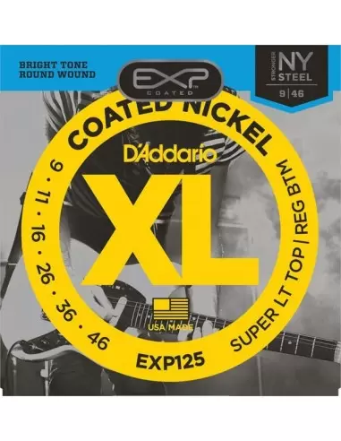 Струни для гітар D'ADDARIO EXP125 EXP COATED SUPER LIGHT TOP / REGULAR BOTTOM(09-46)