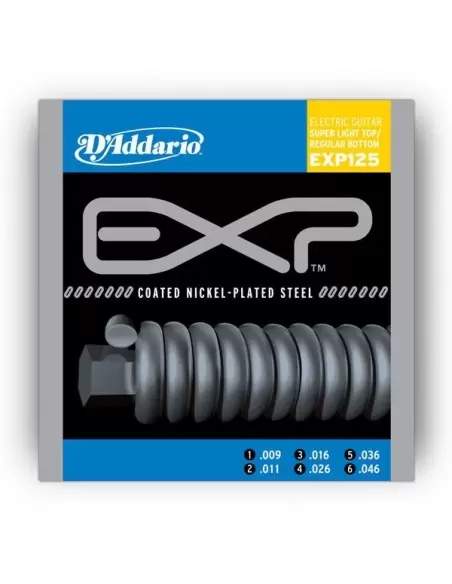 Струни для гітар D'ADDARIO EXP125 EXP COATED SUPER LIGHT TOP / REGULAR BOTTOM(09-46)