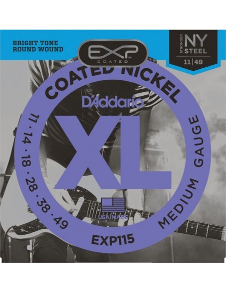 Струни для гітар D'ADDARIO EXP115 EXP COATED BLUES / JAZZ ROCK(11-49)