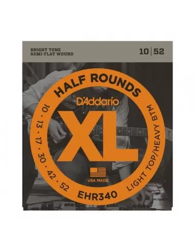 Струны для гитар D`ADDARIO EHR340 XL HALF ROUNDS LIGHT TOP/ HEAVY BOTTOM 10-52