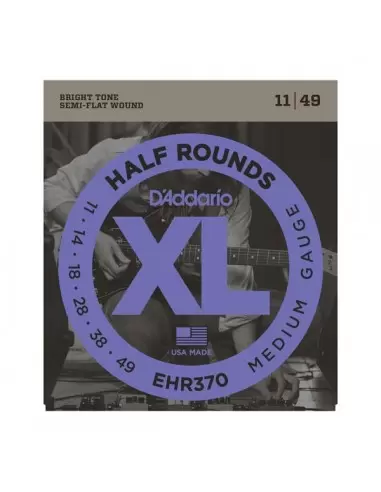 Струни для гітар D'ADDARIO EHR370 XL HALF ROUNDS MEDIUM 11-49