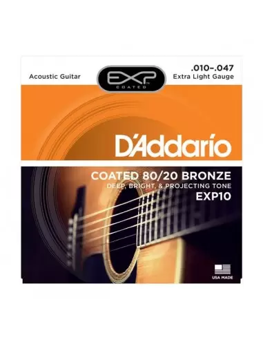 Струны для гитар D`ADDARIO EXP10 EXP 80/20 BRONZE EXTRA LIGHT 10-47