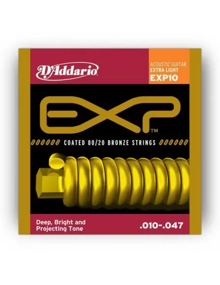 Струны для гитар D`ADDARIO EXP10 EXP 80/20 BRONZE EXTRA LIGHT 10-47