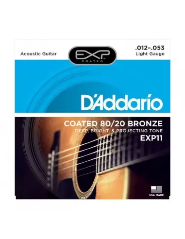 Струни для гітар D'ADDARIO EXP11 EXP 80/20 BRONZE LIGHT 12-53