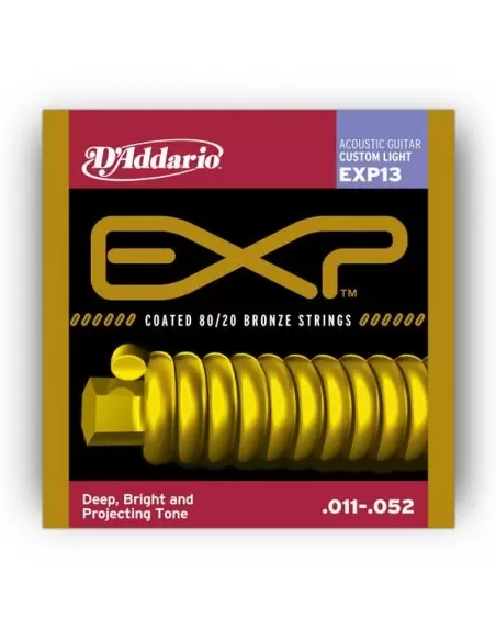 Струны для гитар D`ADDARIO EXP13 EXP 80/20 BRONZE CUSTOM LIGHT 11-52