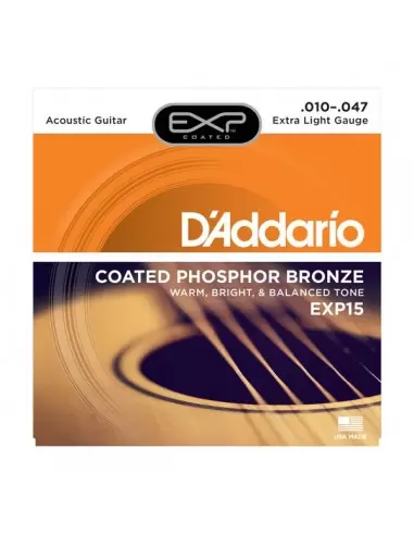 Струны для гитар D`ADDARIO EXP15 EXP PHOSPHOR BRONZE EXTRA LIGHT 10-47