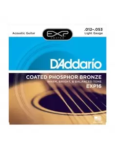 Струни для гітар D'ADDARIO EXP16 EXP PHOSPHOR BRONZE LIGHT 12-53