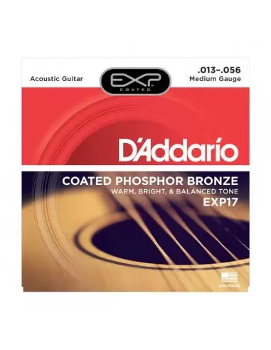Струни для гітар D'ADDARIO EXP17 EXP PHOSPHOR BRONZE LIGHT 13-56