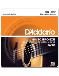 Струни для гітар D'ADDARIO EJ10 80/20 BRONZE EXTRA LIGHT 10-47