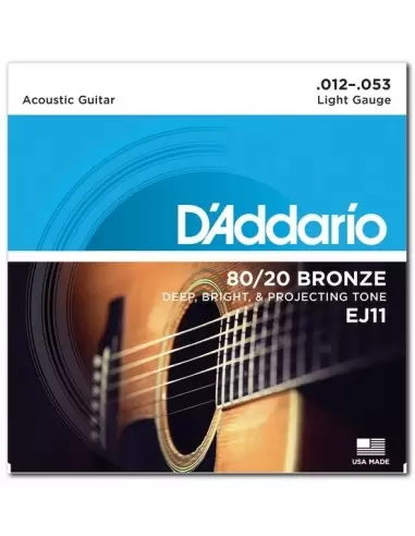 Струни для гітар D'ADDARIO EJ11 80/20 BRONZE LIGHT 12-53