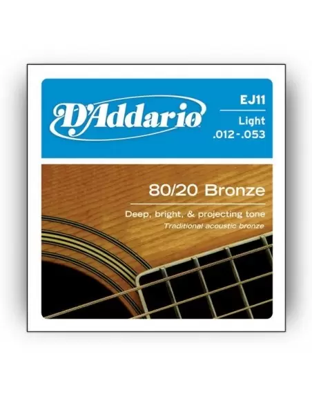 Струны для гитар D`ADDARIO EJ11 80/20 BRONZE LIGHT 12-53