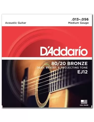 Струни для гітар D'ADDARIO EJ12 80/20 BRONZE MEDIUM 13-56