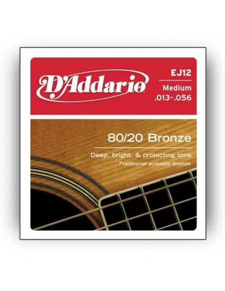 Струни для гітар D'ADDARIO EJ12 80/20 BRONZE MEDIUM 13-56